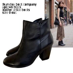 Thursday Boot Company Women's Uptown Bootie Black leather size 9 EUC